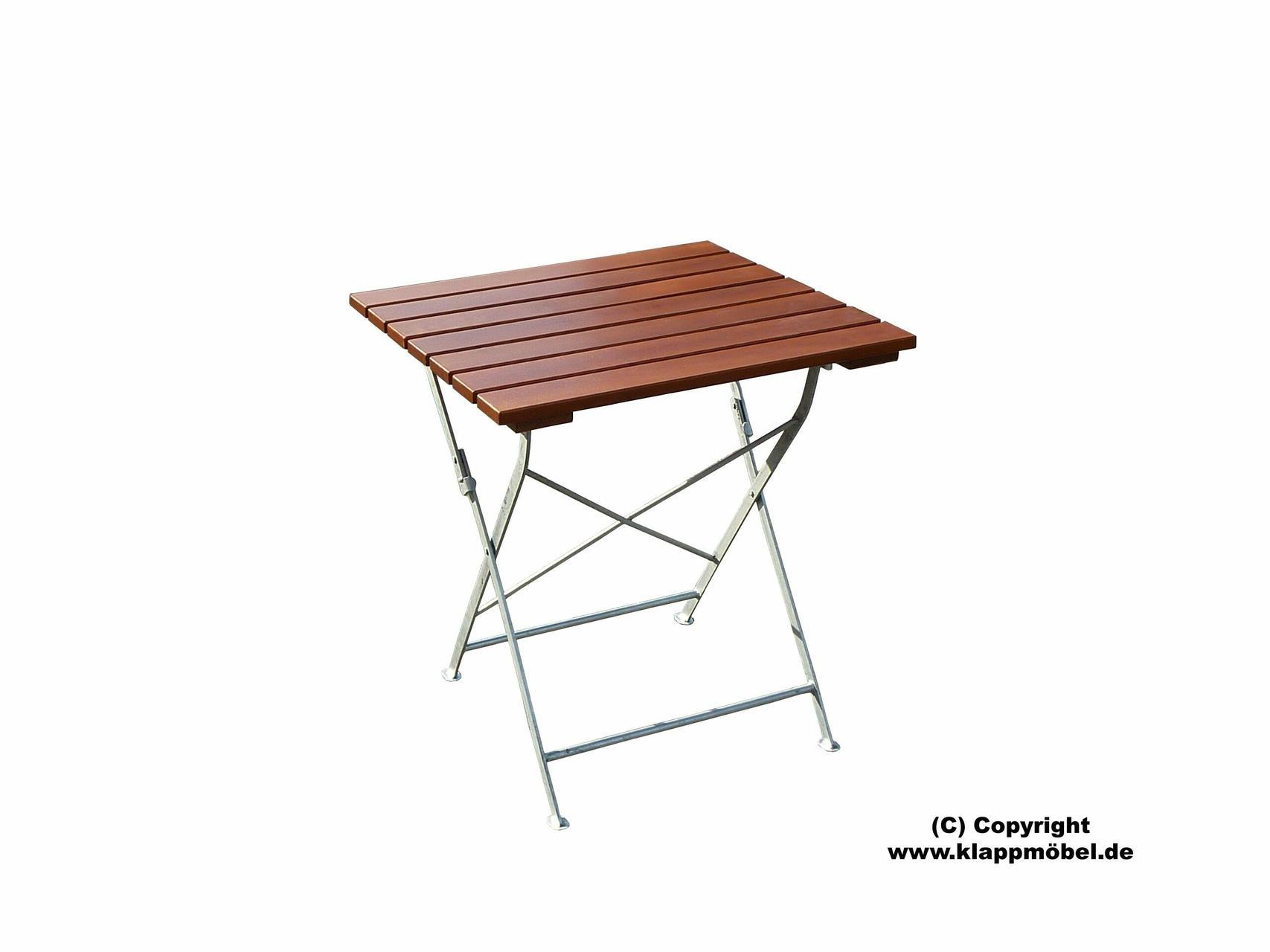 Flachstahlgartentisch verzinkt 70x70 cm teak-farbig