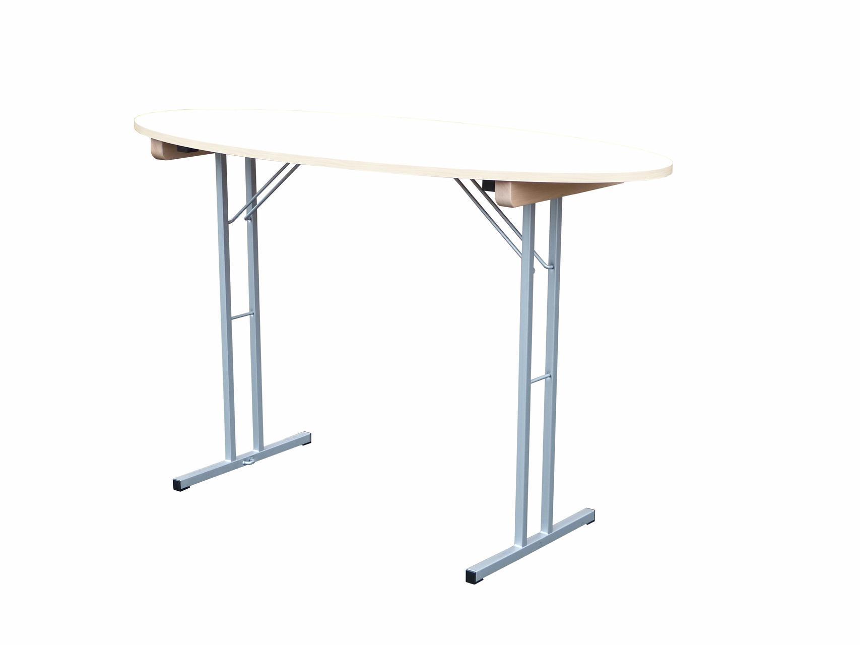 Stehtisch Longline Ellipse 180x80x110 cm, Dekor grau, schw.