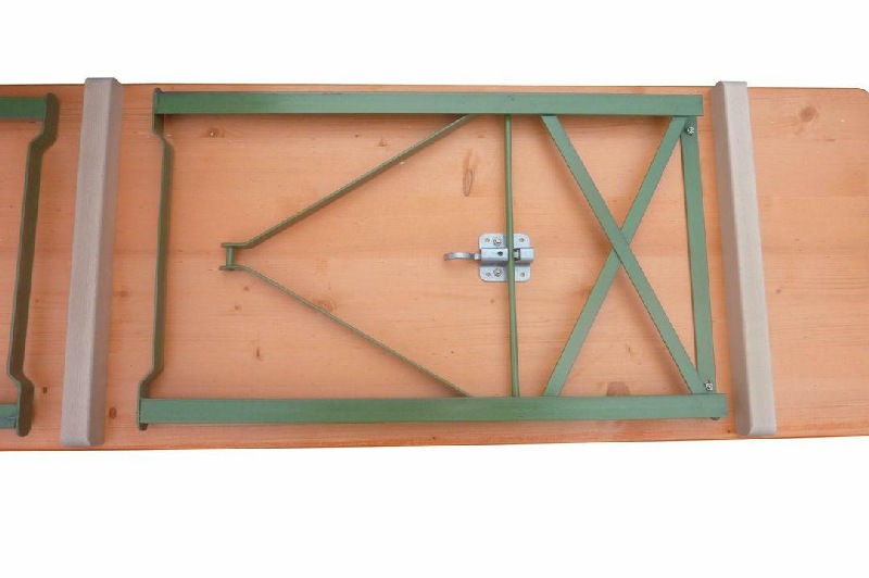 Klapptisch Ideal orange Tisch 220 x 50 cm, Gestell grün