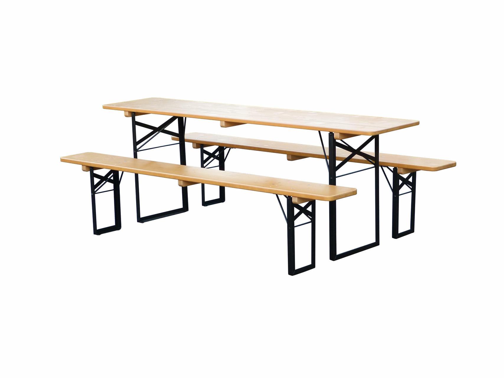 Garnitur Standard Nussfa. lasiert Tisch 50 cm, Gestell schw.