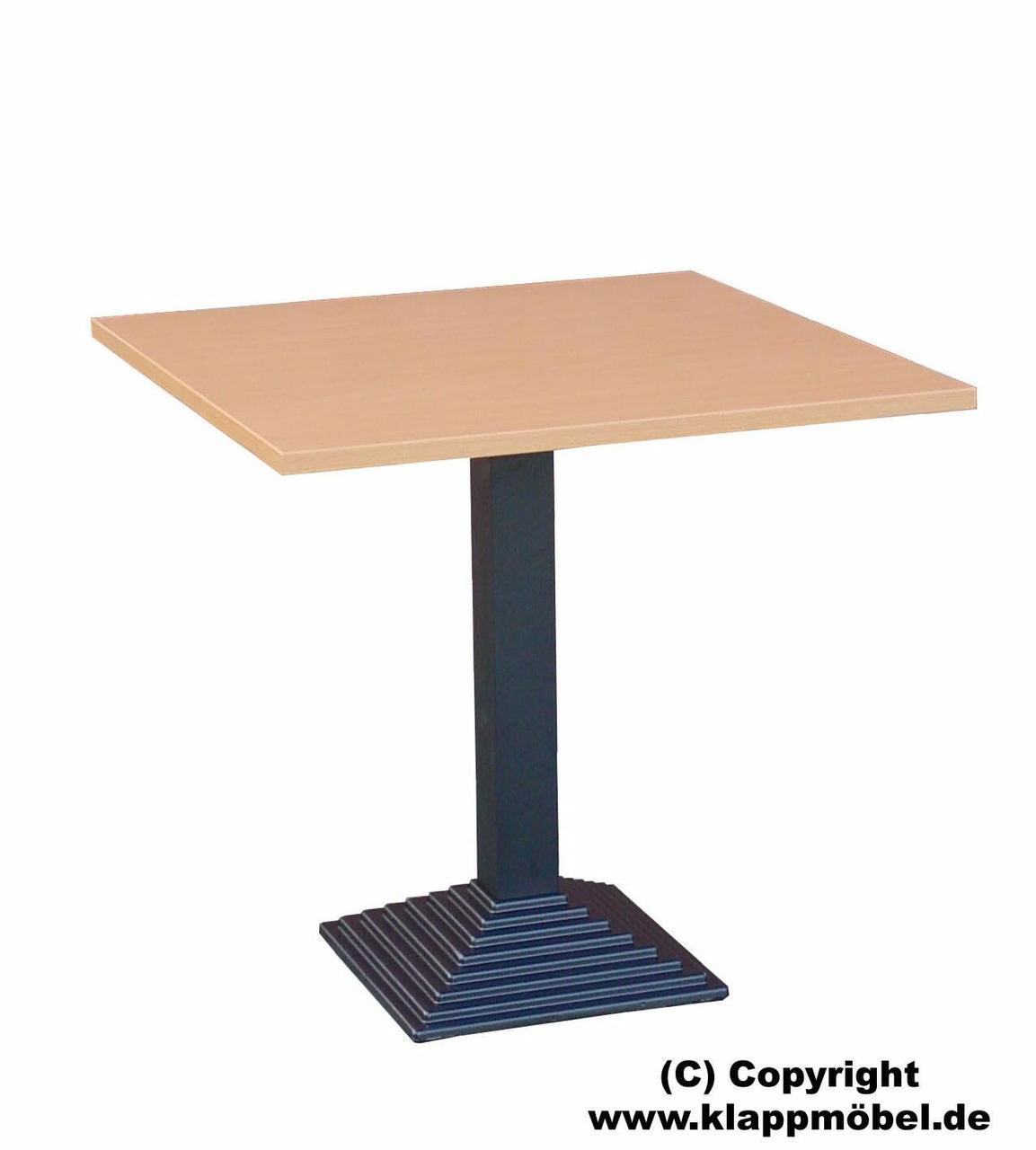 Bistrotisch Quadro, Guss/Stahl, Buche Dekor 80x80 cm