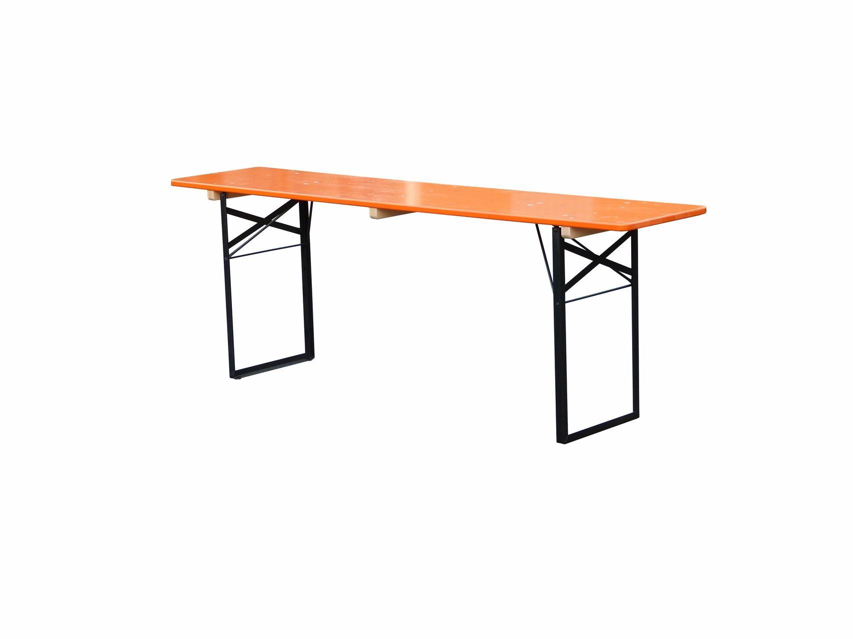Klapptisch Standard orange 220x50 cm, Gestell schw.
