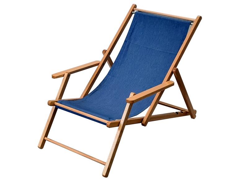 Liegestuhl mit Armlehne, blau/creme (Jeans)
