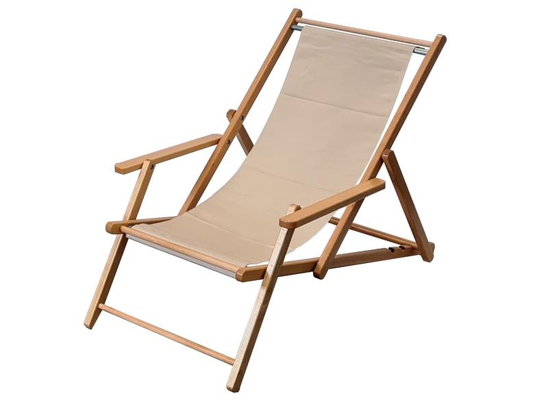 Liegestuhl mit Armlehne, Creme