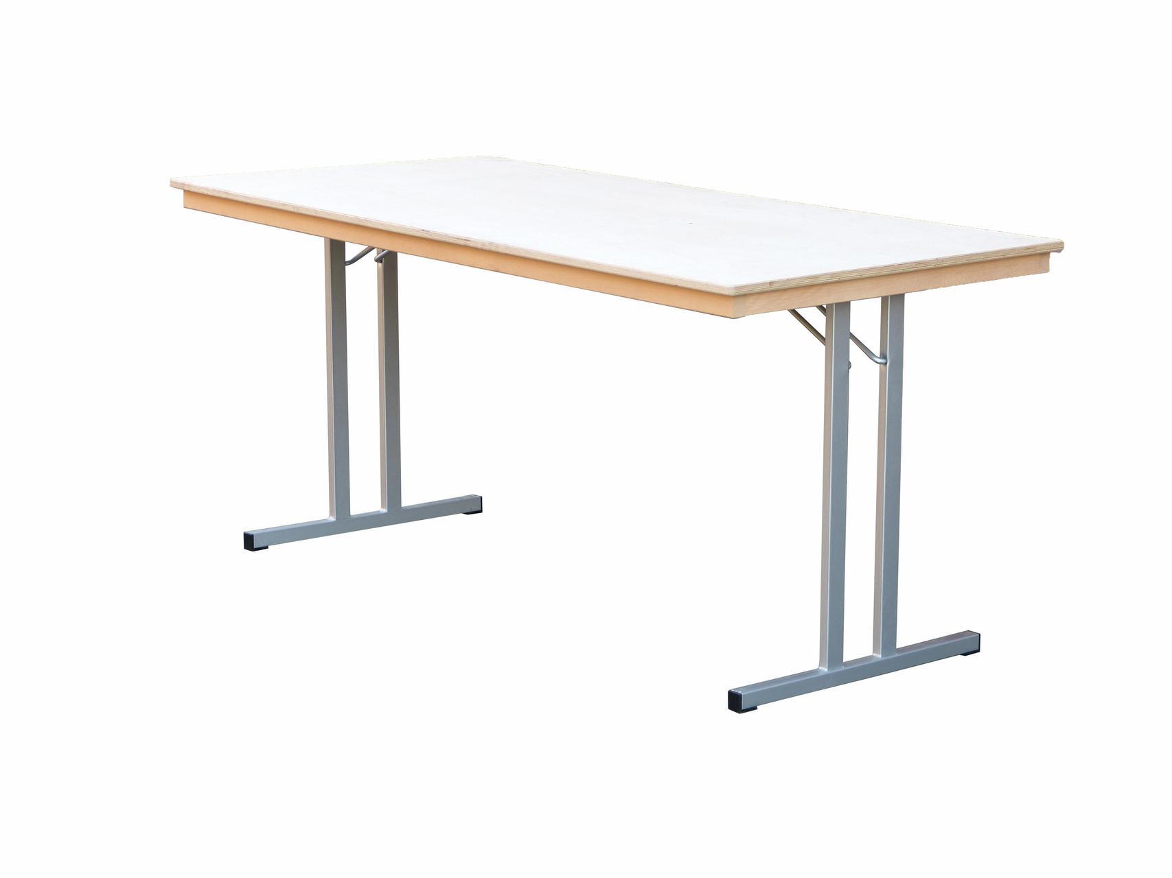 Bankettklapptisch, 100x50x74cm, Doppel-T Form Silber-grau