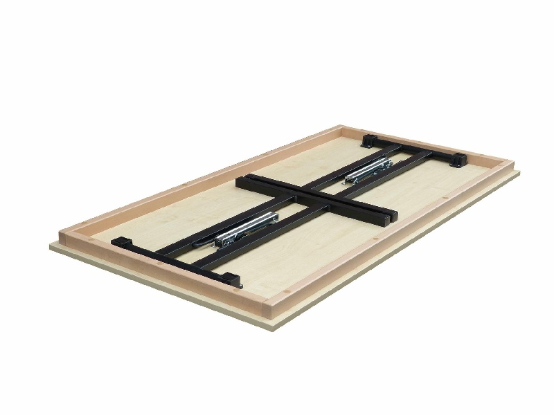 Klapptisch Dekor Ahorn, Doppel T schwarz, 120x50x74 cm