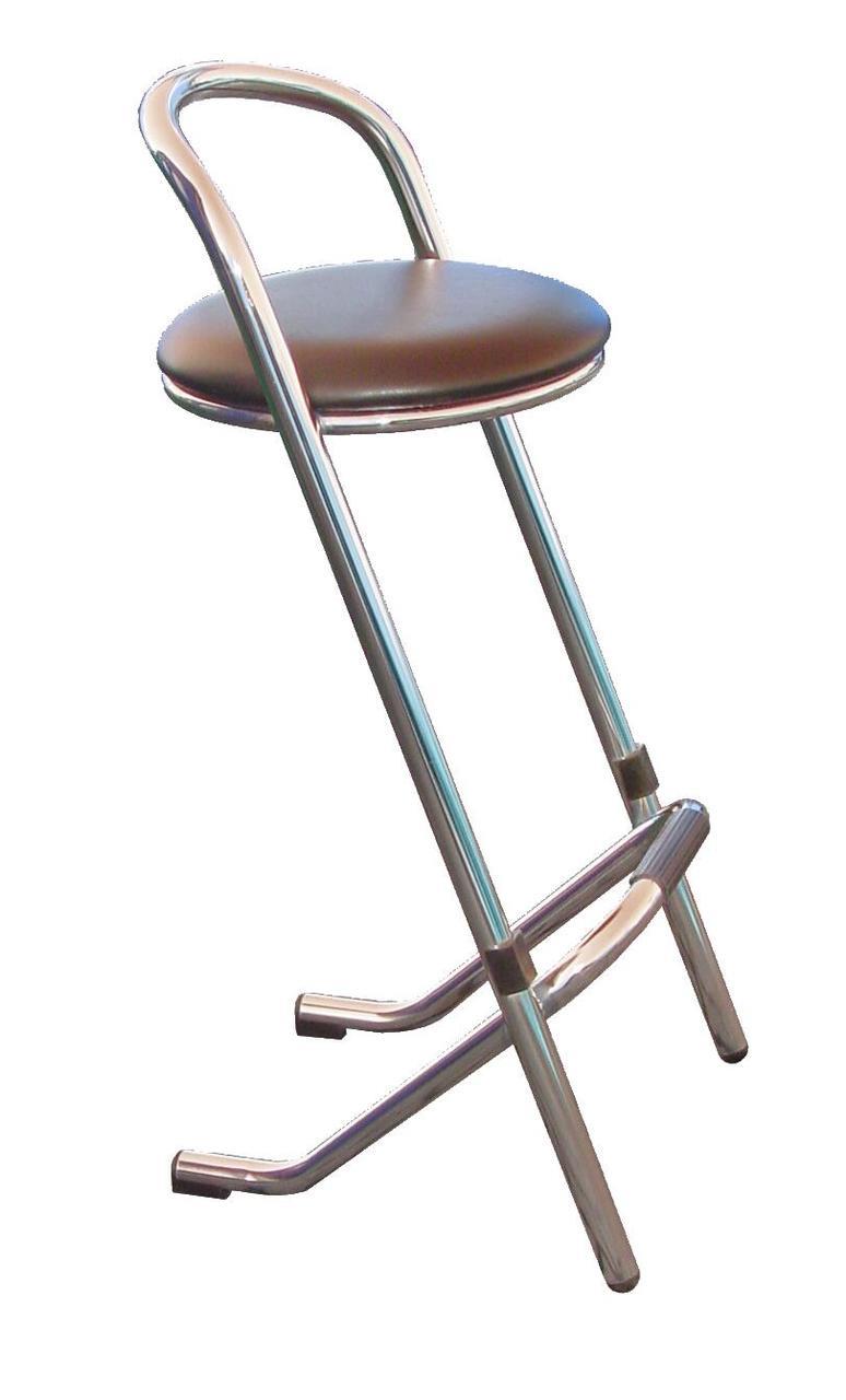 Barhocker Stapelbar verchromt, mit Kunstleder