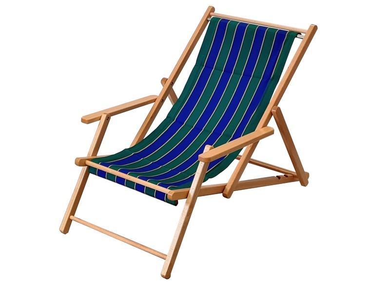 Liegestuhl mit Armlehne, blau/grün/gold