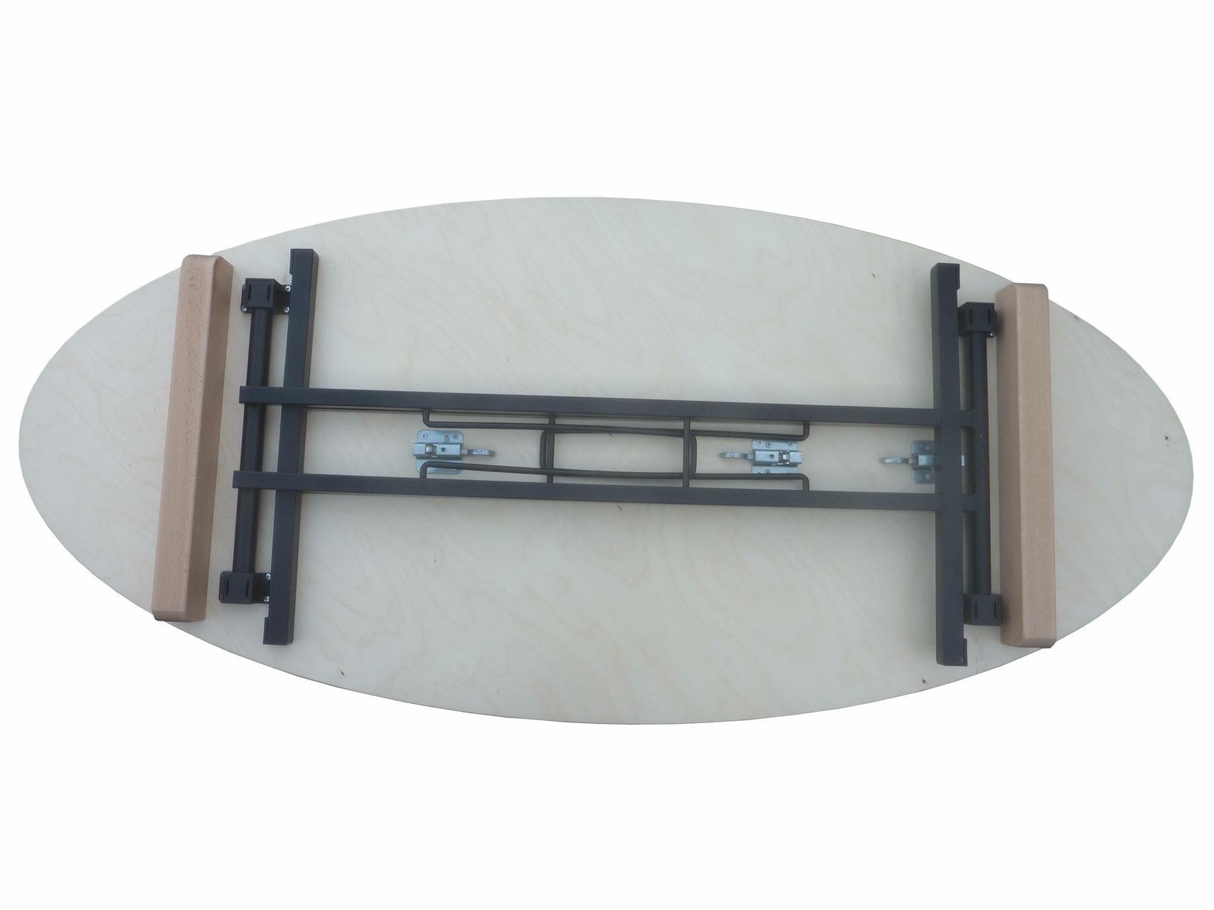 Stehtisch Longline Ellipse 180x80x110 cm, Birke/Erle, Stahl