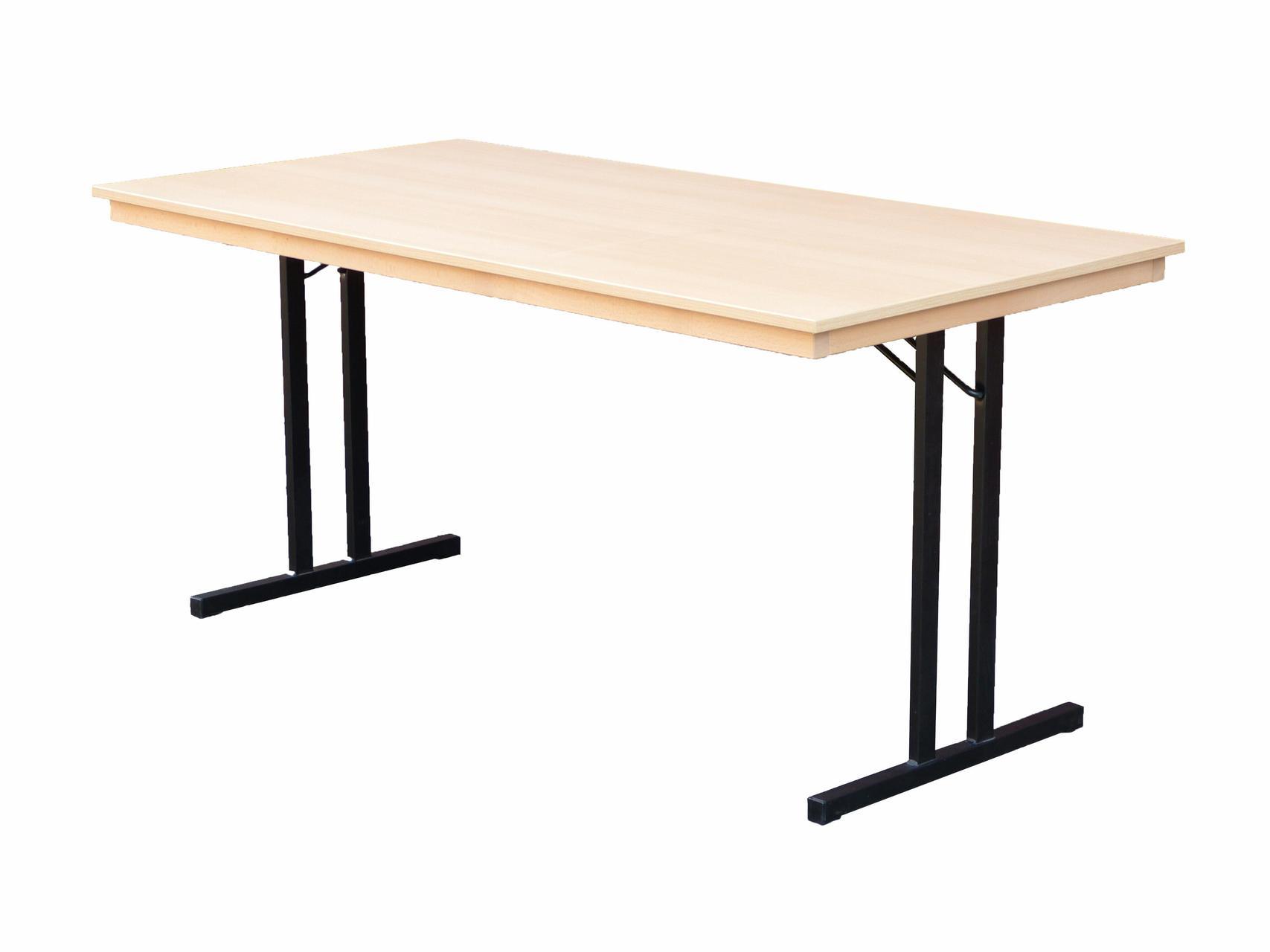 Klapptisch Dekor Buche, Doppel T schwarz, 100x50x74 cm