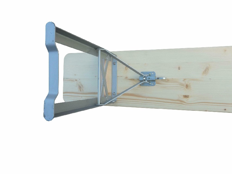 Bank Ideal naturlackiert Maß 220x27 cm, Gestell silber