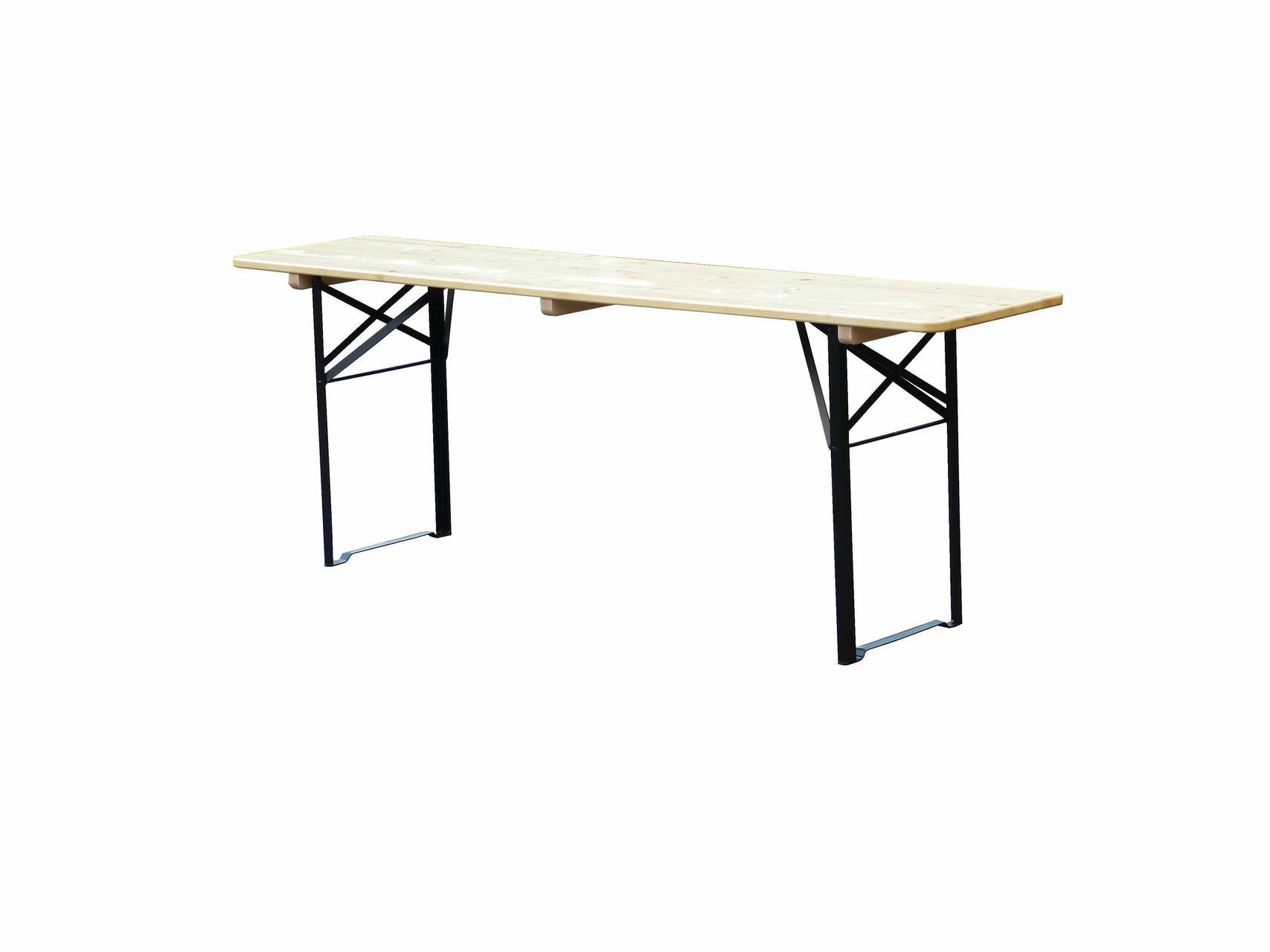 Klapptisch Ideal naturlack. 220x50 cm, Gestell schw.