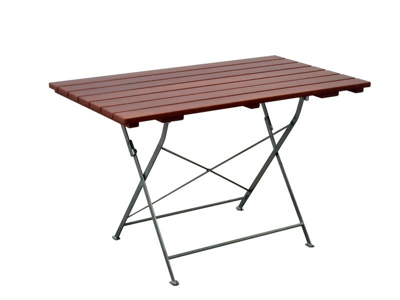 Flachstahlgartentisch 120x70 teak-farbig