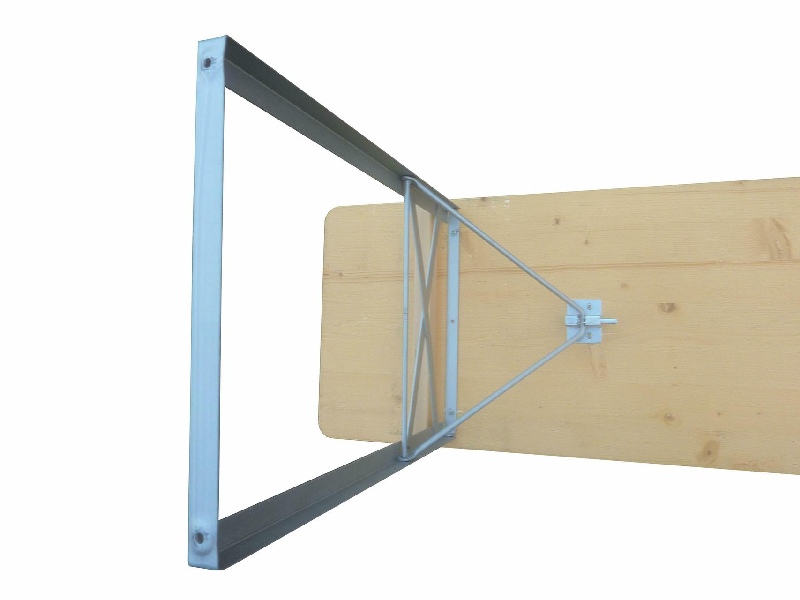 Klapptisch Standard Nussfa. lasiert 220x50cm, Gestell silber