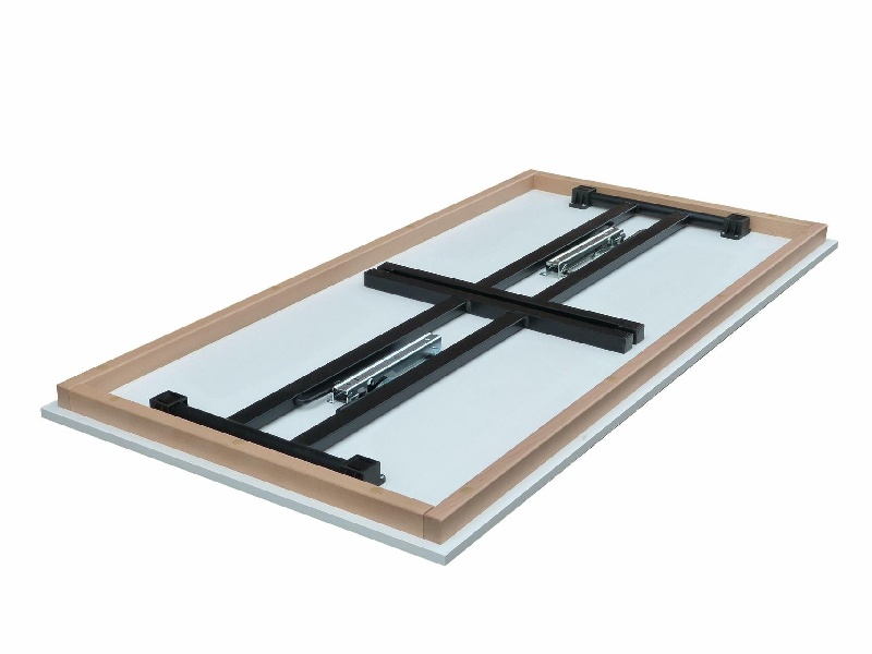 Klapptisch Dekor weiß, Doppel T schwarz, 100x80x74 cm