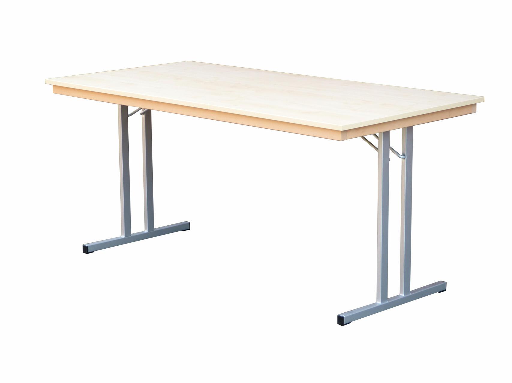 Klapptisch Dekor Ahorn, Silber-grau Doppel T, 100x50x74 cm