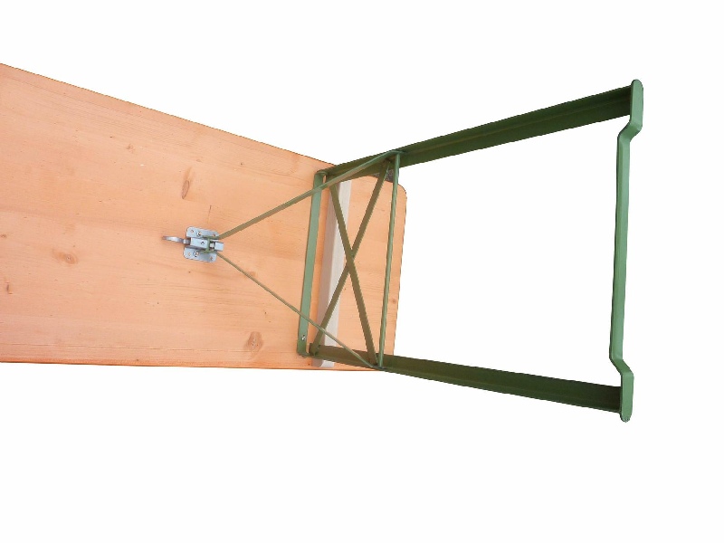 Klapptisch Ideal orange Tisch 220 x 50 cm, Gestell grün