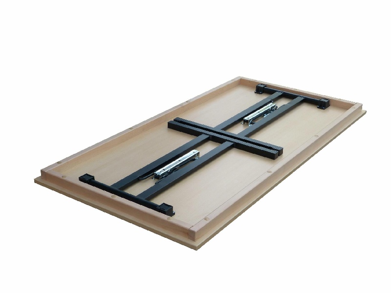 Klapptisch Dekor Buche, Doppel T schwarz, 110x60x74 cm