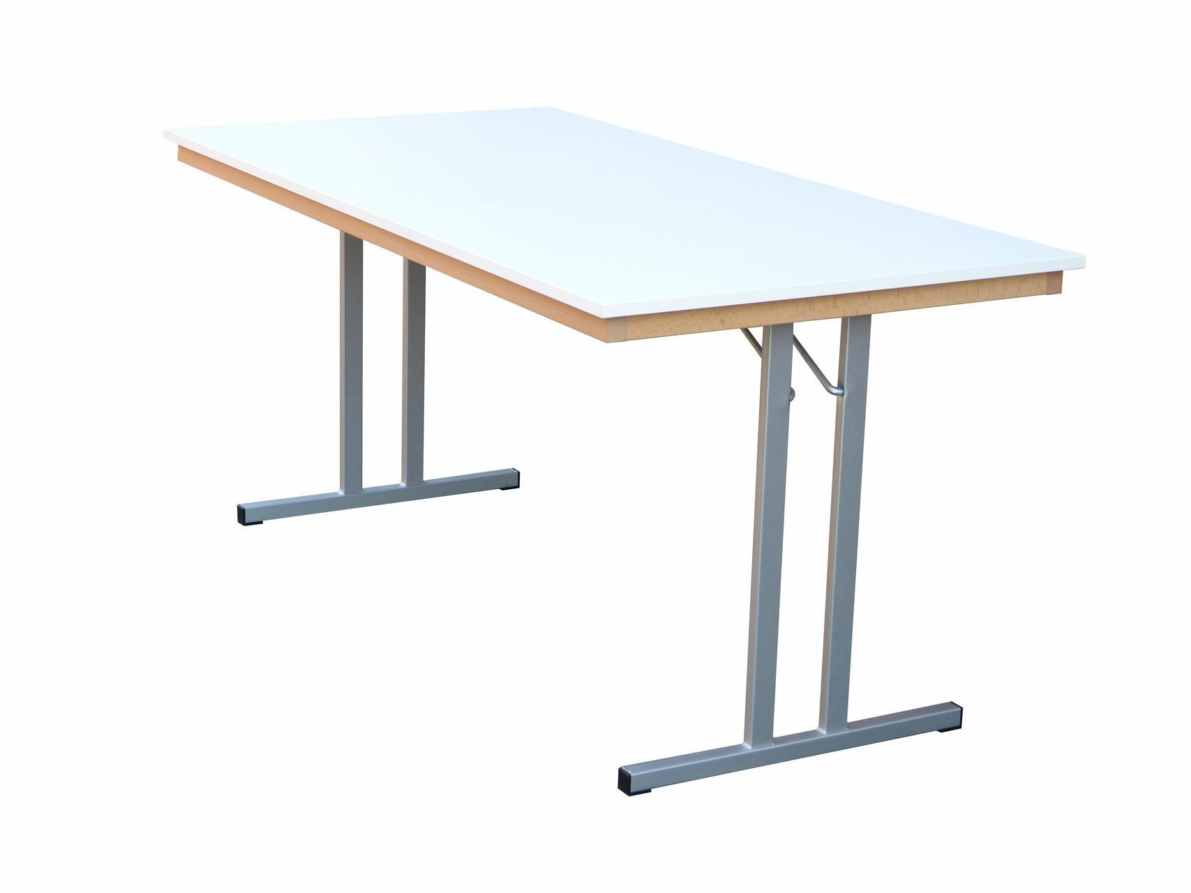 Klapptisch Dekor weiß, Silber-grau Doppel T, 110x70x74 cm