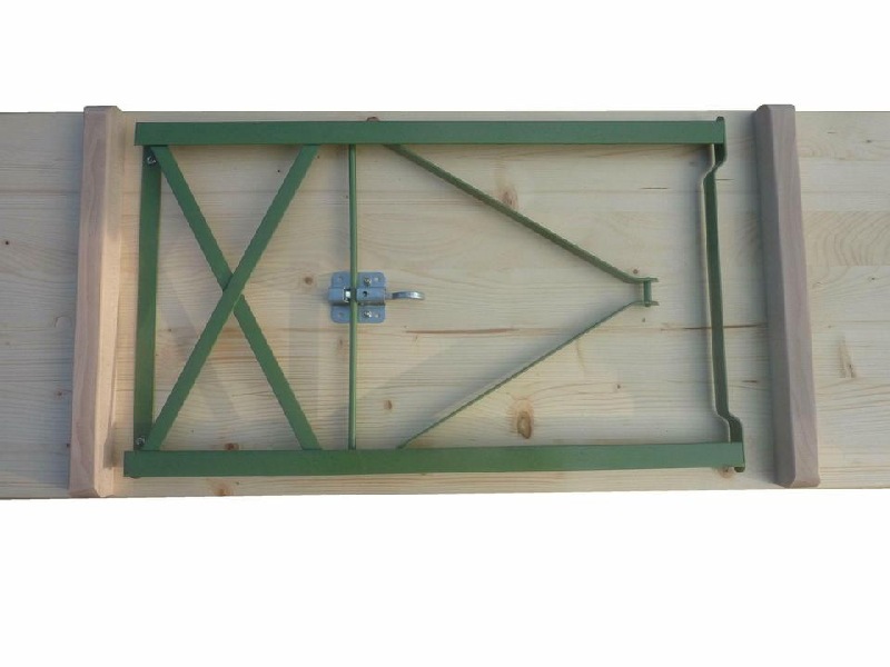 Klapptisch Ideal naturlack. Tisch 220x50 cm, Gestell grün