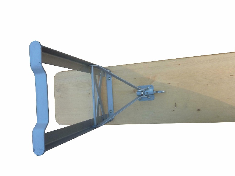 Bank Ideal naturlackiert Maß 220x27 cm, Gestell silber