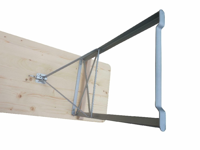 Klapptisch Ideal naturlackiert 220x50 cm, Gestell silber