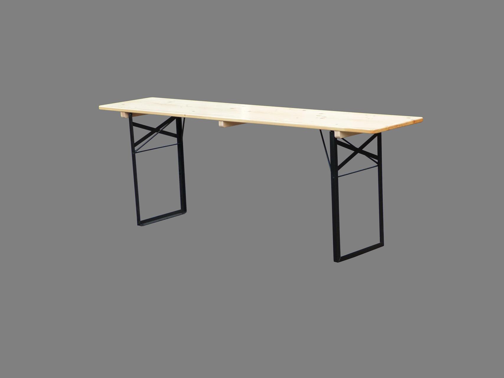 Klapptisch Standard naturlackiert 220x50 cm, Gestell schw.