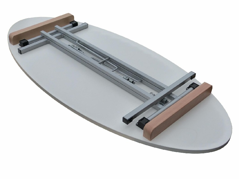 Stehtisch Longline Ellipse 180x80x110 cm, Dekor grau, schw.