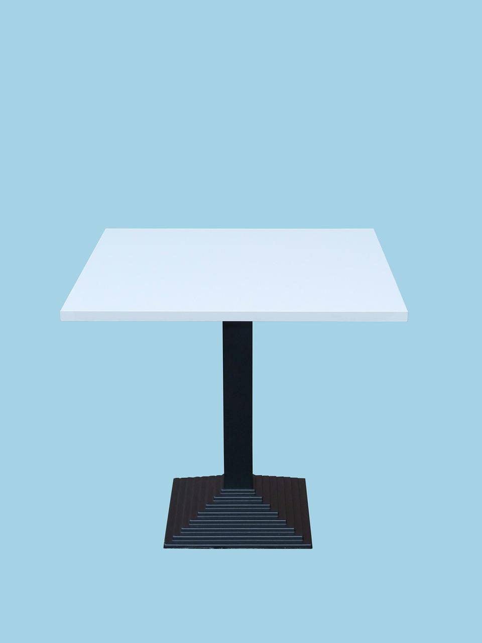 Bistrotisch Quadro, Guss/Stahl, Weiß Dekor 80x80 cm