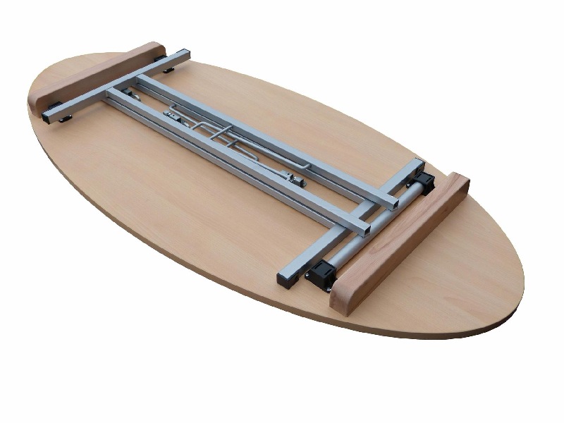 Stehtisch Longline Ellipse 180x80x110 cm, Dekor Buche, schw.