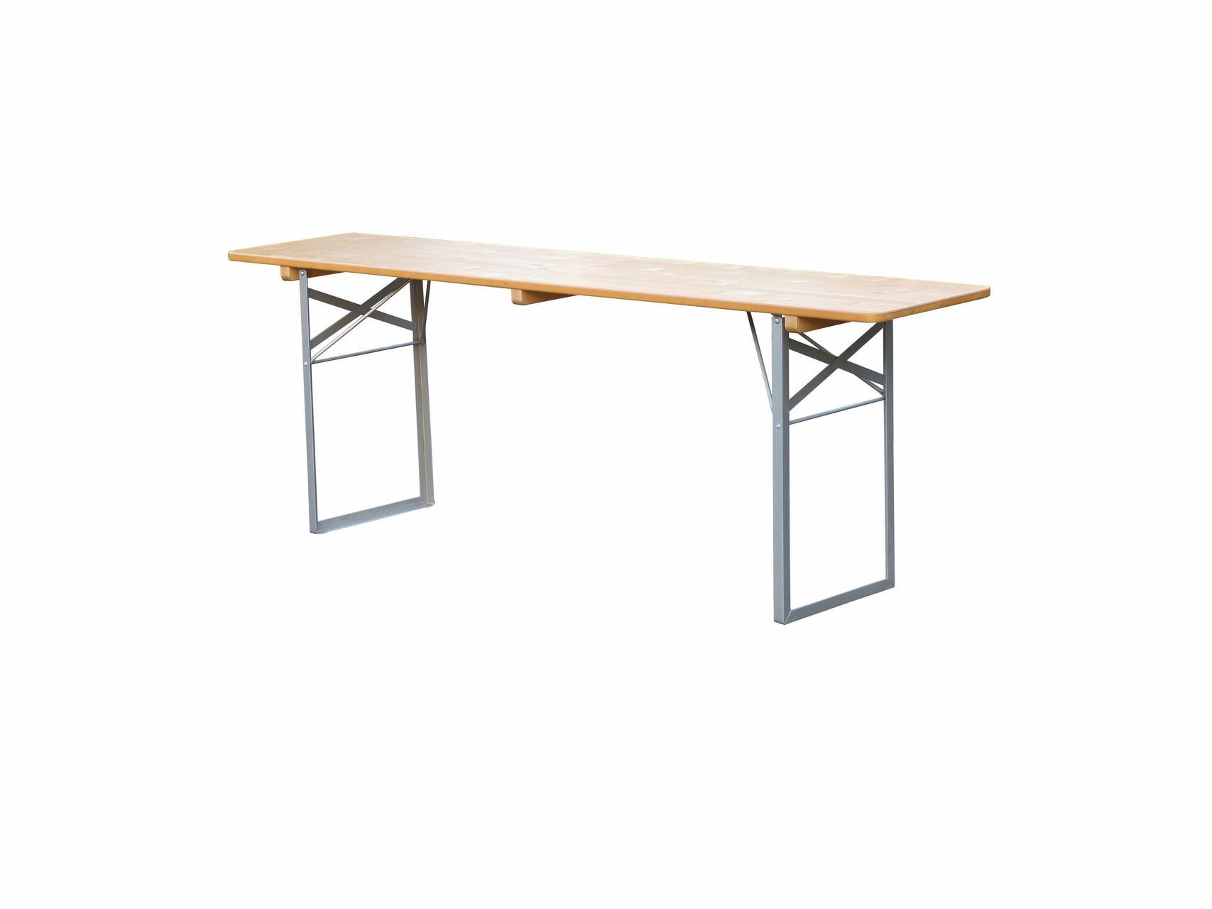 Klapptisch Standard Nussfa. lasiert 220x50cm, Gestell silber