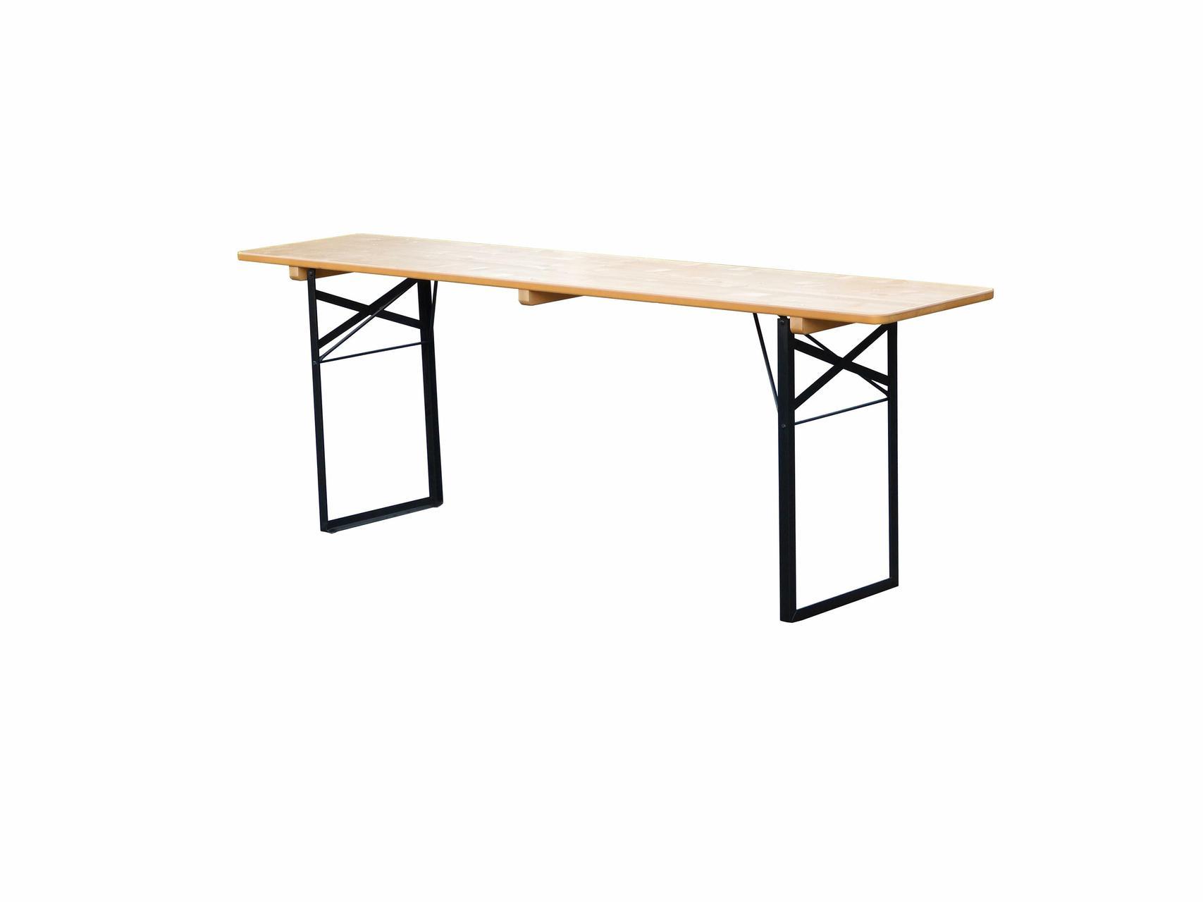 Klapptisch Standard Nussfa. lasiert 220x50 cm, Gestell schw.