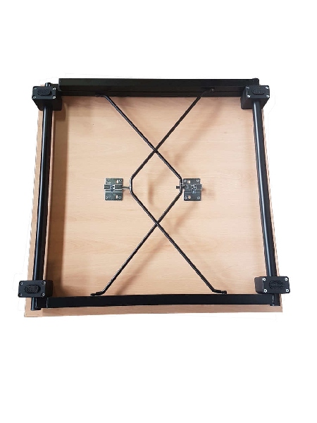 Klapptisch Ahorn Dekor 25 mm mit schwarzen Gestellen 80x80x74,5 cm