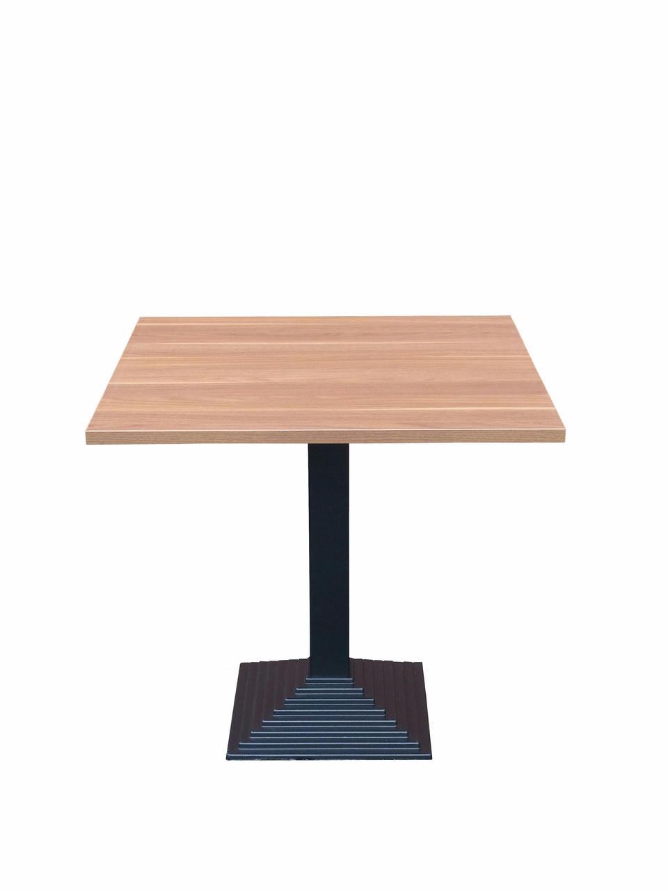 Bistrotisch Quadro, Guss/Stahl, Wallnuss Dekor 80x80 cm