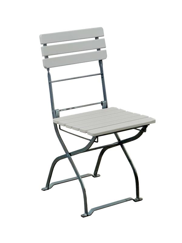 Flachstahlgartenstuhl verzinkt weiß