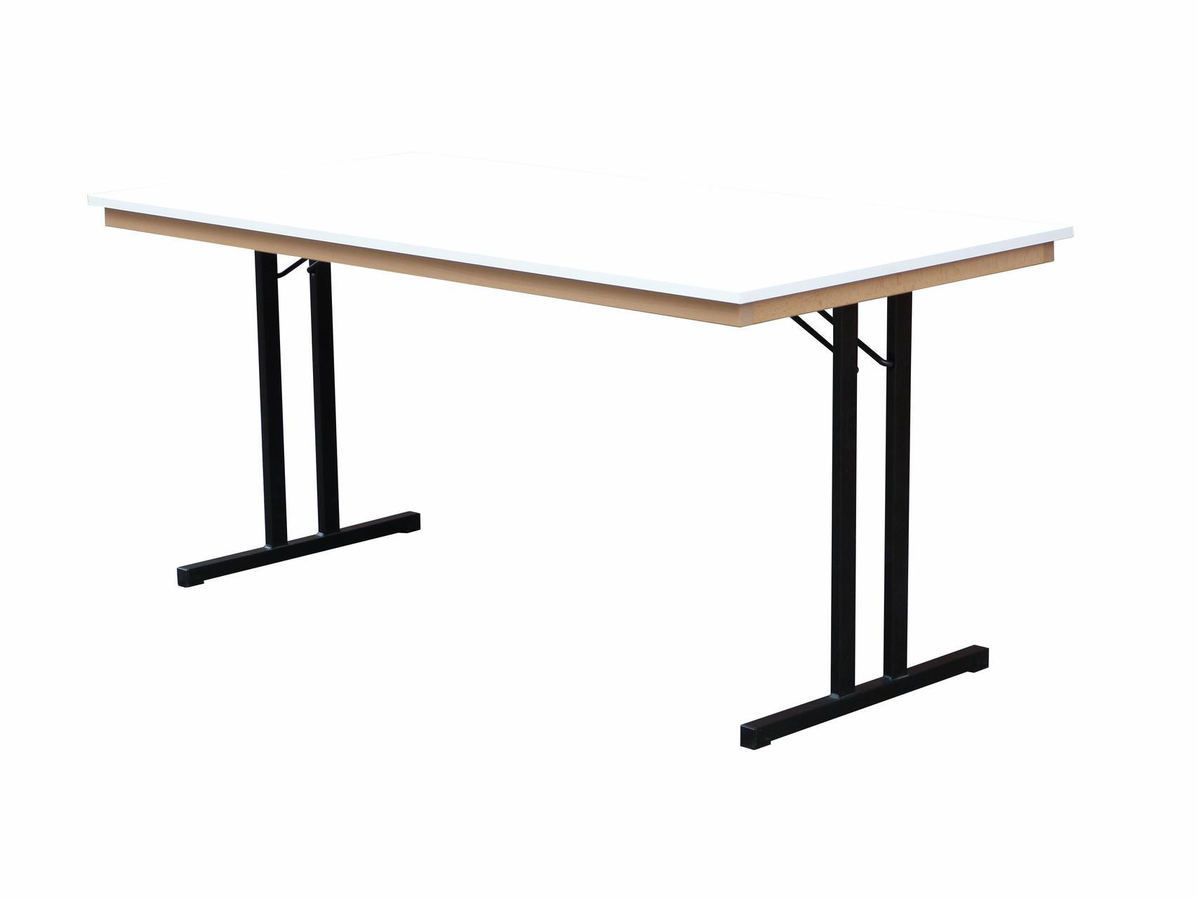 Klapptisch Dekor weiß, Doppel T schwarz, 100x50x74 cm