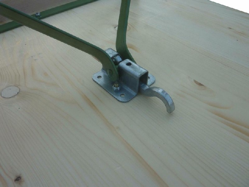 Klapptisch Ideal naturlack. Tisch 220x50 cm, Gestell grün