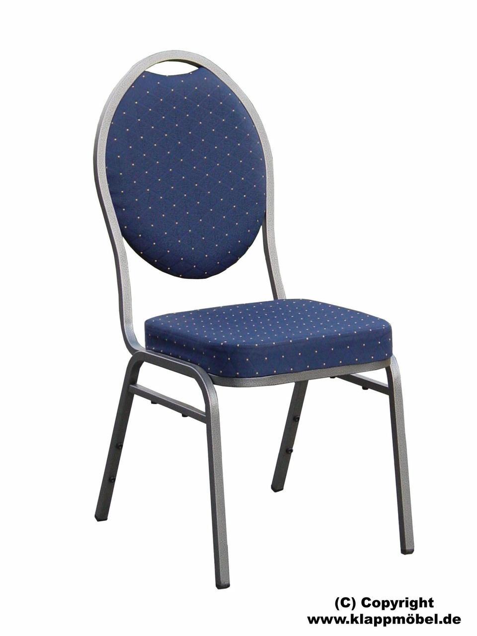 Stapelstuhl Hammerschlag, Stoff blau mit goldenen Punkten