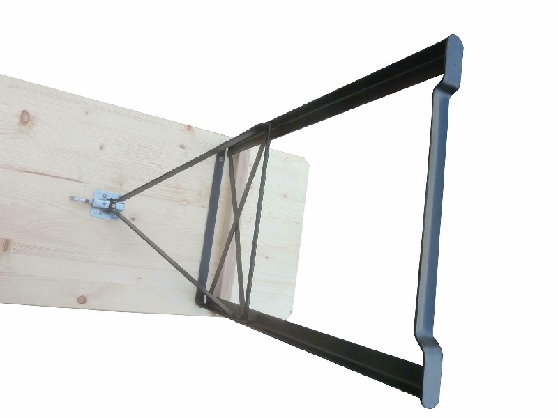 Klapptisch Ideal naturlack. 220x50 cm, Gestell schw.